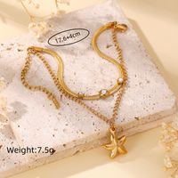 Tropical Modern Style Solid Color 304 Stainless Steel 18K Gold Plated Zircon Bracelets In Bulk main image 7