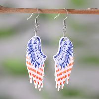 1 Pair Retro Cross Star Wings Arylic Drop Earrings main image 3