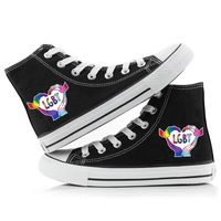 Unisex Basic Rainbow Heart Shape Round Toe Canvas Shoes main image 2