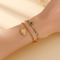 Tropical Modern Style Solid Color 304 Stainless Steel 18K Gold Plated Zircon Bracelets In Bulk sku image 4