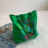 Mujeres Grande Lienzo Letra Ropa De Calle Cremallera Bolsa De Lona sku image 2