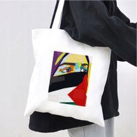 Women's Medium Canvas Printing Basic Classic Style Square Open Canvas Bag sku image 3