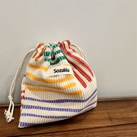 Basic Classic Style Stripe Corduroy Makeup Bags sku image 1