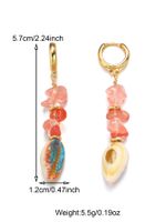 1 Pair Casual Beach Starfish Conch Shell Beaded Natural Stone 18K Gold Plated Drop Earrings sku image 7