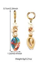1 Pair Casual Beach Starfish Conch Shell Beaded Natural Stone 18K Gold Plated Drop Earrings sku image 6