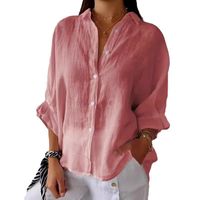 Women's Blouse Long Sleeve Blouses Button Casual Solid Color main image 3