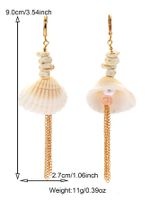 1 Pair Casual Beach Starfish Conch Shell Beaded Natural Stone 18K Gold Plated Drop Earrings sku image 9