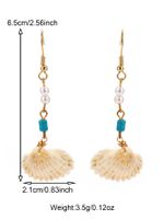 1 Pair Casual Beach Starfish Conch Shell Beaded Natural Stone 18K Gold Plated Drop Earrings sku image 1