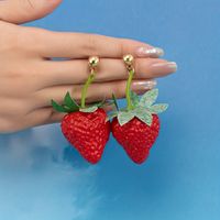 1 Pair Cute Sweet Strawberry Plastic Drop Earrings main image 5