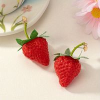1 Pair Cute Sweet Strawberry Plastic Drop Earrings sku image 1