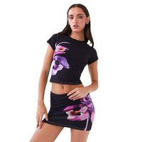 Holiday Daily Women's Streetwear Flower Spandex Polyester Printing Skirt Sets Skirt Sets main image 6
