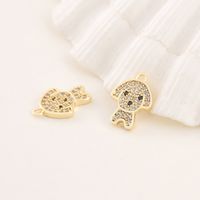 1 Piece 9 * 12mm Copper Zircon 18K Gold Plated Dog Polished Pendant main image 4