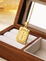 304 Stainless Steel 18K Gold Plated Casual Plating Frill Cross Pendant Necklace main image 5