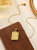 304 Stainless Steel 18K Gold Plated Casual Plating Frill Cross Pendant Necklace main image 4