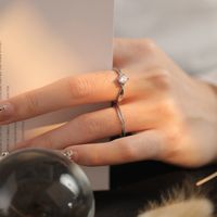Copper Simple Style Shiny Inlay Solid Color Zircon Rings main image 7