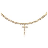 26 English Letter Diamond Pendant Necklace Wholesale Nihaojewelry sku image 39