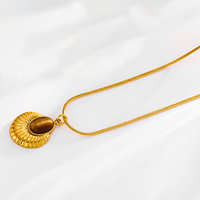 Edelstahl 304 18 Karat Vergoldet Einfacher Stil Klassischer Stil Inlay Oval Achat Ohrringe Halskette main image 5