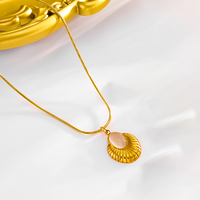 Edelstahl 304 18 Karat Vergoldet Einfacher Stil Klassischer Stil Inlay Oval Achat Ohrringe Halskette main image 4