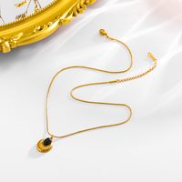 Edelstahl 304 18 Karat Vergoldet Einfacher Stil Klassischer Stil Inlay Oval Achat Ohrringe Halskette sku image 2
