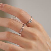 Copper Simple Style Shiny Inlay Solid Color Zircon Rings main image 10