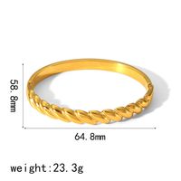Vintage Style Roman Style Geometric 304 Stainless Steel 18K Gold Plated Zircon Bangle In Bulk main image 10