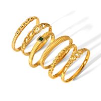Vintage Style Roman Style Geometric 304 Stainless Steel 18K Gold Plated Zircon Bangle In Bulk main image 7