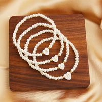 Wholesale Jewelry Sweet Simple Style Classic Style Heart Shape Imitation Pearl Beaded Handmade Bracelets main image 1
