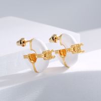 1 Pair Casual Formal Semicircle Flower Plating Inlay Copper Rhinestones Gold Plated Ear Studs sku image 3
