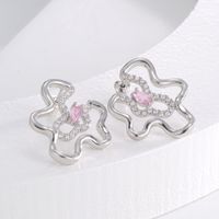 1 Pair Casual Formal Semicircle Flower Plating Inlay Copper Rhinestones Gold Plated Ear Studs sku image 2