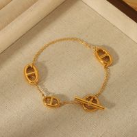 IG Style Basic Commute Pig Nose 304 Stainless Steel 14K Gold Plated Bracelets In Bulk main image 5