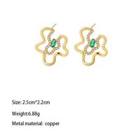 1 Pair Casual Formal Semicircle Flower Plating Inlay Copper Rhinestones Gold Plated Ear Studs main image 5