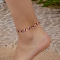 Classical Simple Style Color Block Alloy Glass Inlay Rhinestones Women's Anklet main image 1