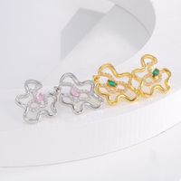 1 Pair Casual Formal Semicircle Flower Plating Inlay Copper Rhinestones Gold Plated Ear Studs main image 1
