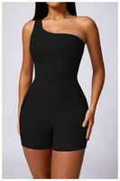 Simple Style Solid Color Nylon Spandex Irregular Collar Active Sets Rompers main image 4