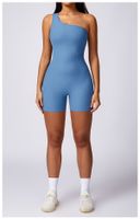 Simple Style Solid Color Nylon Spandex Irregular Collar Active Sets Rompers main image 3