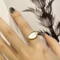 304 Stainless Steel 14K Gold Plated Vintage Style Simple Style Plating Inlay Geometric Fritillary Rings main image 1