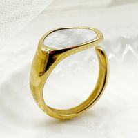 304 Stainless Steel 14K Gold Plated Vintage Style Simple Style Plating Inlay Geometric Fritillary Rings main image 3
