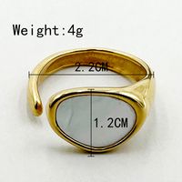 304 Stainless Steel 14K Gold Plated Vintage Style Simple Style Plating Inlay Geometric Fritillary Rings sku image 1