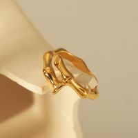 304 Stainless Steel 18K Gold Plated Basic Simple Style Commute Plating Inlay Solid Color Nail Unforgettable Zircon Open Rings main image 6