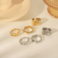 304 Stainless Steel 18K Gold Plated Basic Simple Style Commute Plating Inlay Solid Color Nail Unforgettable Zircon Open Rings main image 1