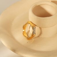 304 Stainless Steel 18K Gold Plated Basic Simple Style Commute Plating Inlay Solid Color Nail Unforgettable Zircon Open Rings main image 7