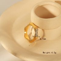 304 Stainless Steel 18K Gold Plated Basic Simple Style Commute Plating Inlay Solid Color Nail Unforgettable Zircon Open Rings sku image 2