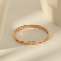 304 Stainless Steel 18K Gold Plated Formal Simple Style Plating Hollow Out Inlay Star Zircon Bangle sku image 3