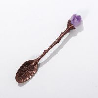 Natural Amethyst Flower Decor Copper Creative Long Handle Spoon sku image 1
