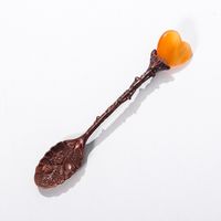 Natural Amethyst Flower Decor Copper Creative Long Handle Spoon sku image 7
