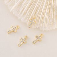1 Piece 5 * 10mm Copper Zircon 18K Gold Plated Cross Polished Pendant main image 1