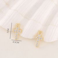 1 Piece 5 * 10mm Copper Zircon 18K Gold Plated Cross Polished Pendant main image 2