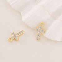 1 Piece 5 * 10mm Copper Zircon 18K Gold Plated Cross Polished Pendant main image 4