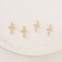 1 Piece 5 * 10mm Copper Zircon 18K Gold Plated Cross Polished Pendant main image 3