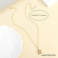 304 Stainless Steel 18K Gold Plated Elegant Lady Plating Inlay Petal Zircon Pendant Necklace main image 2